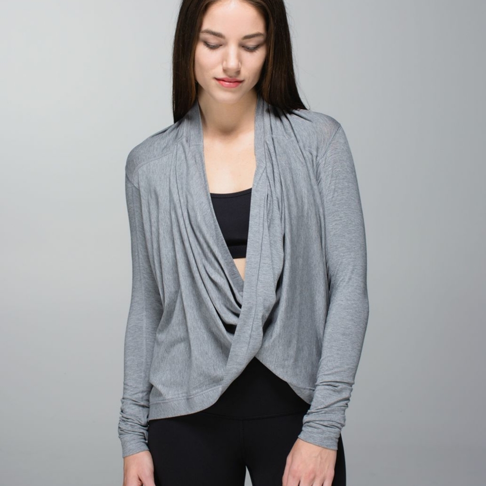 Lululemon Light Gray Iconic Wrap Long Sleeve Top